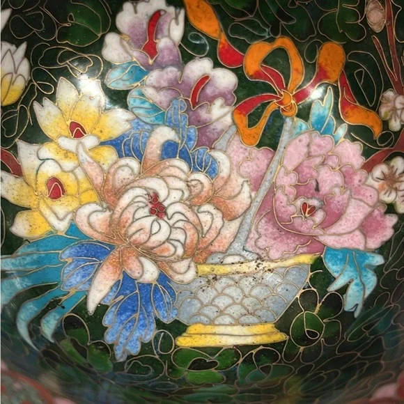 💕Vintage enamel floral basket bowl - Picture 3 of 5
